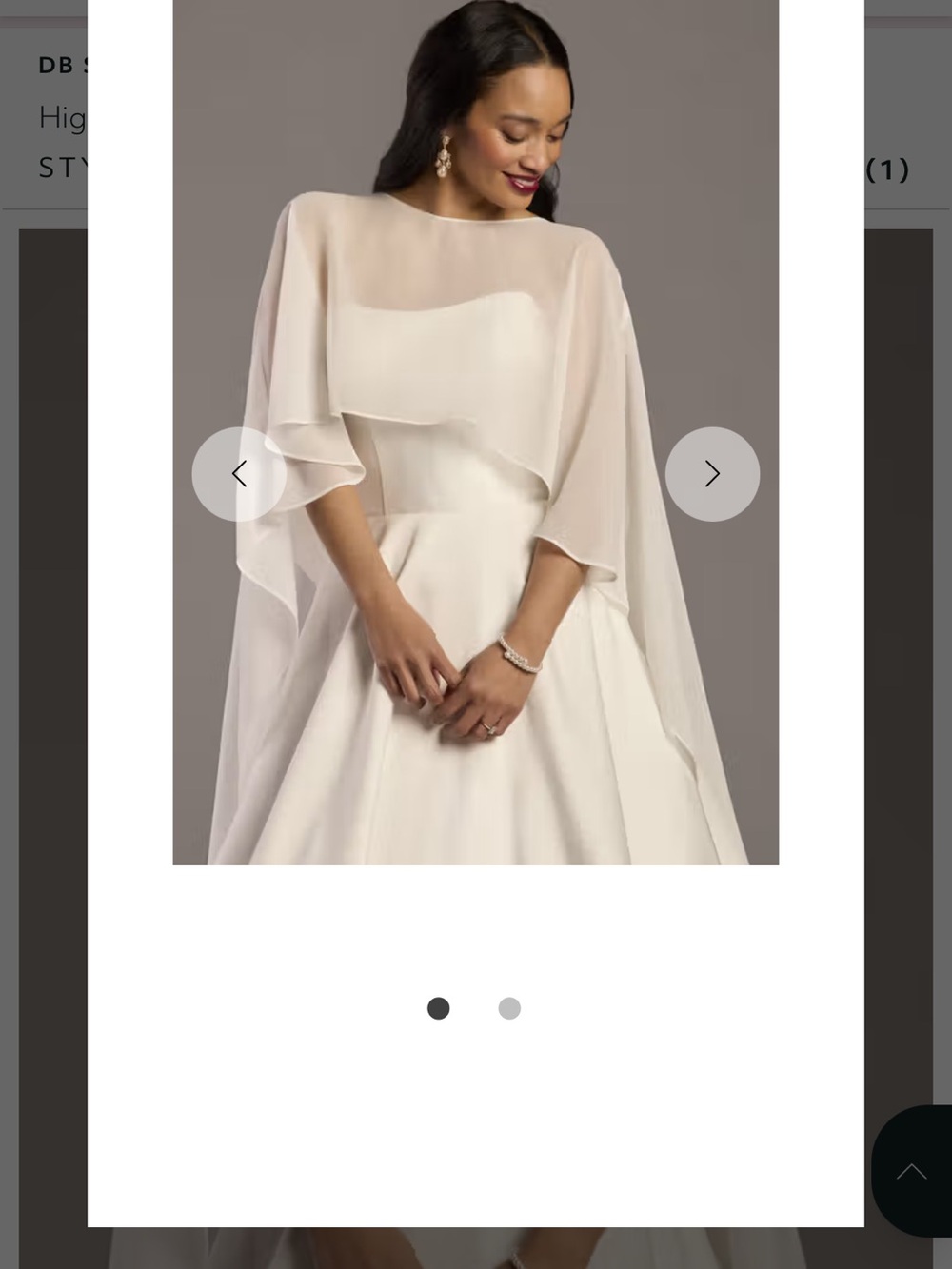David's Bridal Ivory Sheer Capelet Wrap